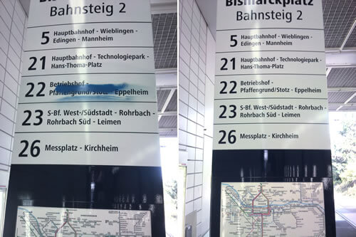 Bahnsteig mit Oberflächenbehandlung